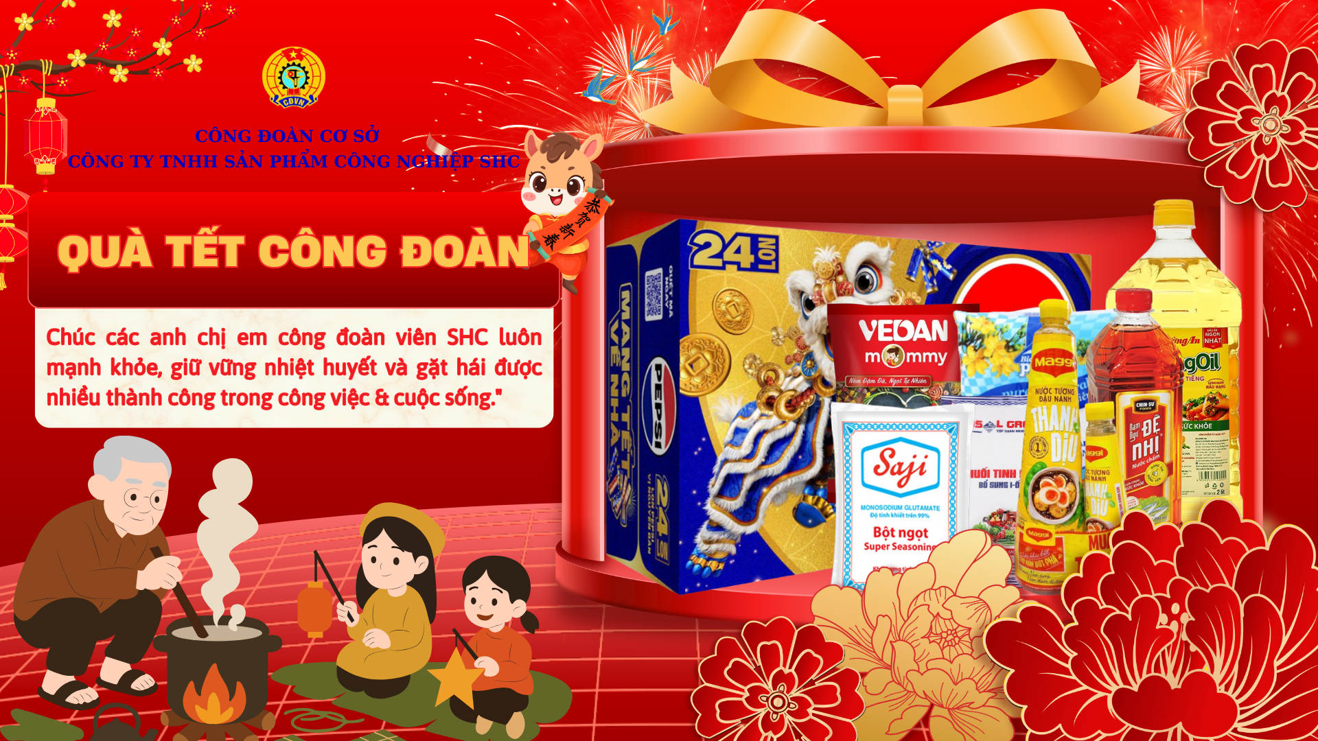 THÔNG BÁO TẶNG QUÀ TẾT CHO CÔNG ĐOÀN VIÊN CÔNG TY TNHH SẢN PHẨM CÔNG NGHIỆP SHC