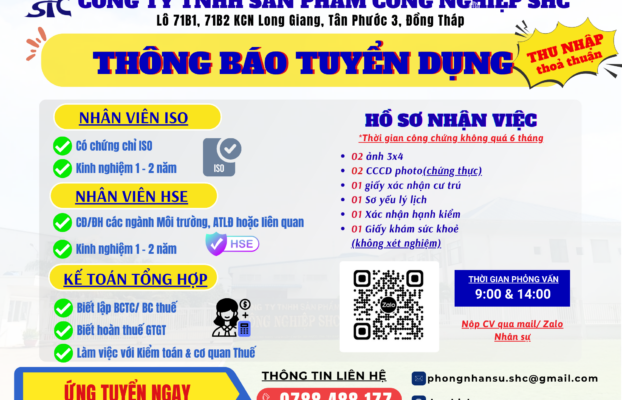 THÔNG BÁO TUYỂN DỤNG THÁNG 04/2026