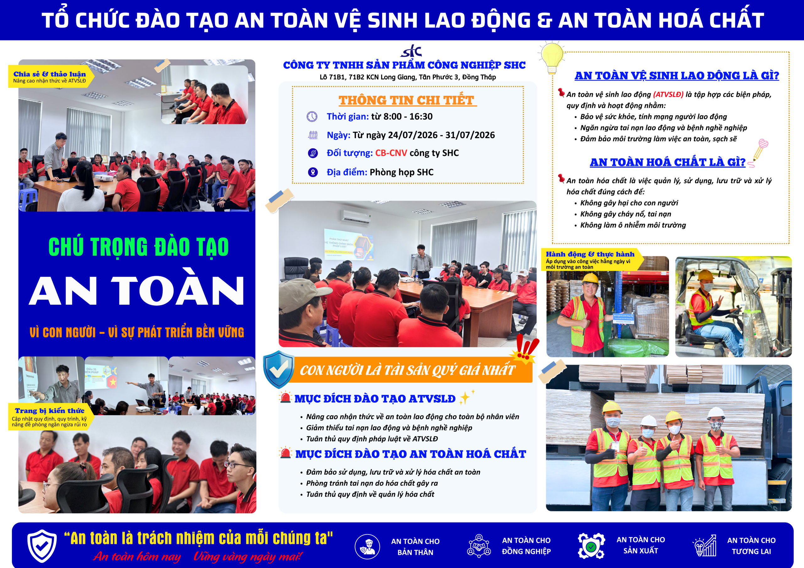 SHC ĐỒNG THÁP TỔ CHỨC ĐÀO TẠO AN TOÀN VỆ SINH LAO ĐỘNG & AN TOÀN HOÁ CHẤT CHO CB-CNV